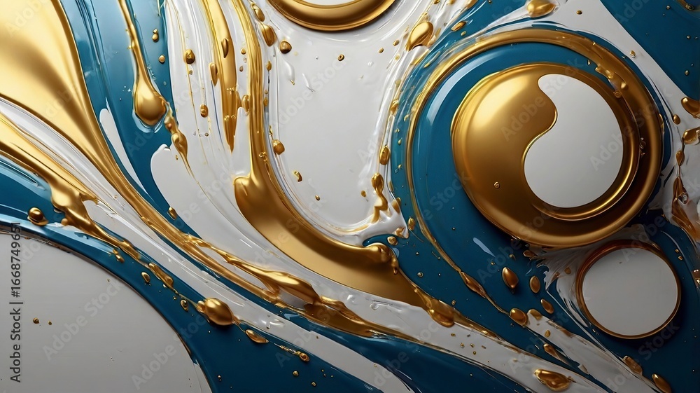 Aufkleber 3d render, abstract background with gold and black balls.abstract background with colorful glass bal