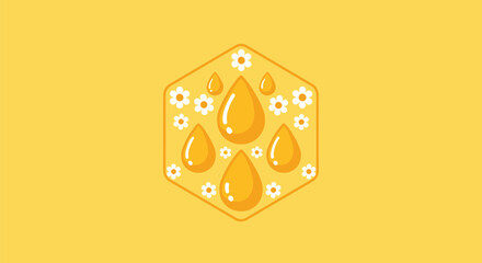 Honey Drops and Flowers Design.