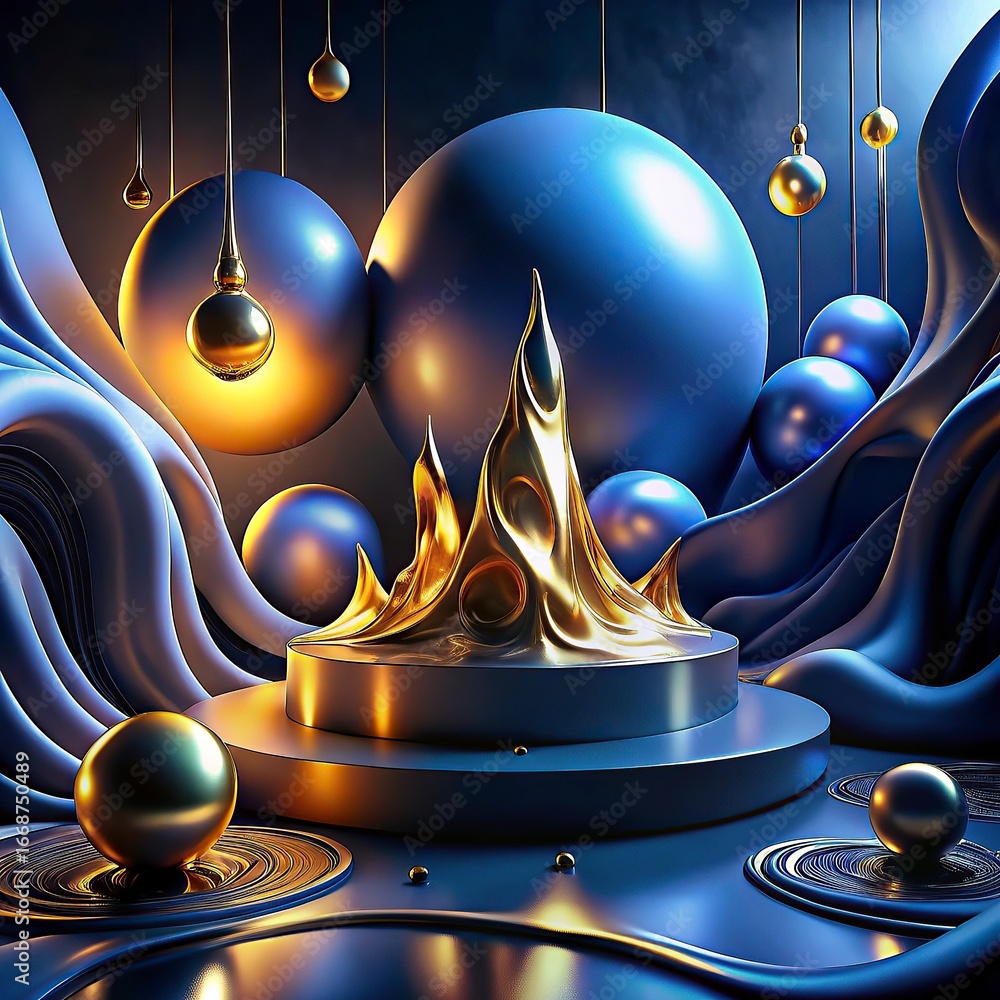 Aufkleber 3d render, abstract background with gold and black balls.abstract background with colorful glass bal