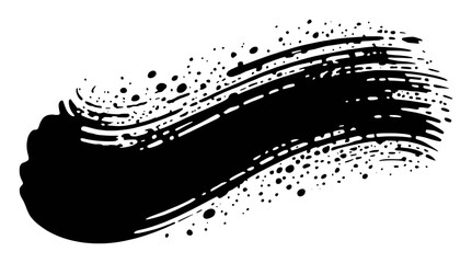 Abstract Black Ink Splatter Brush Stroke with Dots