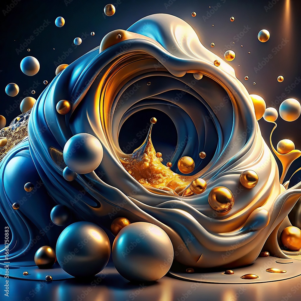 Aufkleber 3d render, abstract background with gold and black balls.abstract background with colorful glass bal