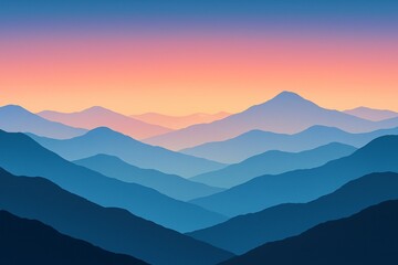 Fototapeta premium Layered mountain silhouettes during colorful sunset