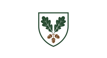 Heraldic Oak Leaves and Acorns Emblem. © Alienmarsh