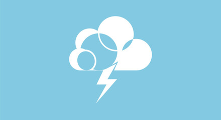 Stylized cloud with lightning bolt weather icon.