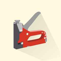 Construction Red Hand Stapler Tool Illustration  