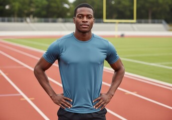 Determined Athlete on Running Track - Powerful Portrait.