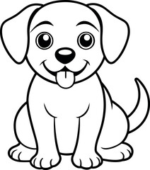 Obraz premium Cute cartoon puppy dog sitting and panting silhouette