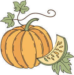 pumpkin with leaves