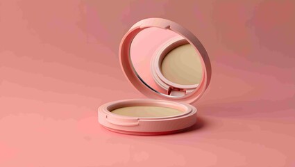 Blush Pink Makeup Compact with Mirror and Pressed Powder – Minimalist Premium Beauty Product Photography