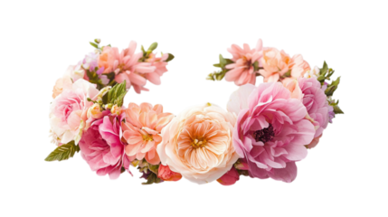 • A handcrafted flower crown as a Mother’s Day gift, isolated on white background in HD 