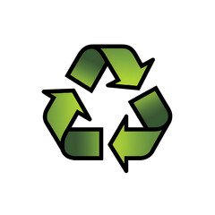 Obraz premium Embracing sustainability a vibrant green recycle symbol on a black on transparent background