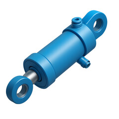 Hydraulic Cylinder Power and Precision in Fluid Mechanics A Blue Metal Component for Industrial Applications with white  Backdrop