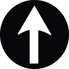 White upward arrow inside a black circle symbol for direction and progress vector