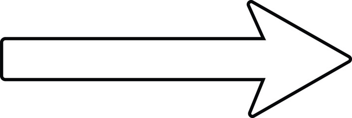 Obraz premium Simple rightward pointing arrow graphic with thick outline and empty white space vector