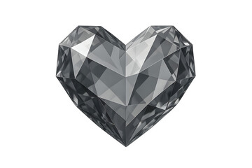 A faceted, heart-shaped gemstone rendered in a realistic style, showcasing a shiny, reflective surface. Concept Heart-Shaped Gemstone, Realistic Rendering, Faceted Design, Shiny Surface