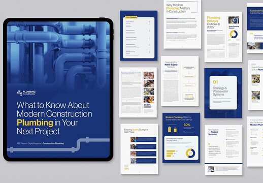 Digital Brochure & Report Template with Plumbing, Handyman & Engineering Theme