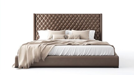 Obraz premium Luxurious bed on white background