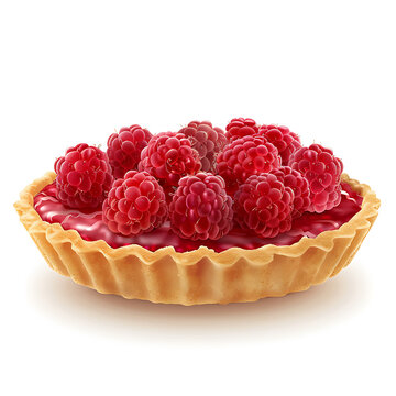 Fresh Raspberry Tart with Juicy Berries and Golden Pastry