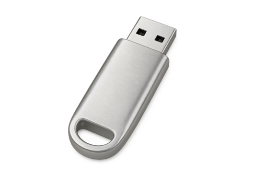 A silver USB flash drive designed for data storage and transfer. Concept USB Flash Drive Features, Data Storage Solutions, Portable File Transfer, Silver Design Aesthetic, Compatibility and Usage