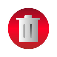 A 3d style delete button with glossy red in circle shape 