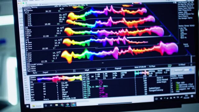 DNA Sequencing Data Processing Genetic Genomic Analysis DNA sequencing gel run science and data genomic genetic analysis background abstract pattern