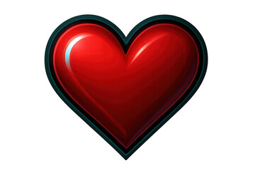 Glossy red heart icon floating against transparent backdrop, symbolizing romantic feelings and valentine's sentiments