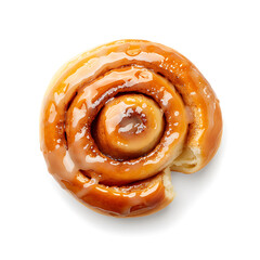 Fototapeta premium Golden Cinnamon Roll with Glaze, Top View