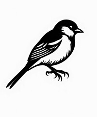 Fototapeta premium The Majestic Sparrow: A charming illustration of a sparrow in crisp black and white, showcasing its elegant form with simplicity and detail.