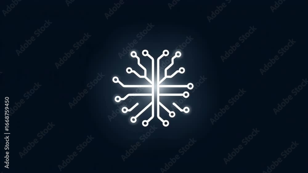 Aufkleber glowing circuit tree technology and artificial intelligence digital futuristic minimal dark backgrou