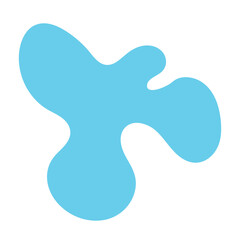 A bright blue, amorphous blob shape with organic, flowing curves against a clean white background.