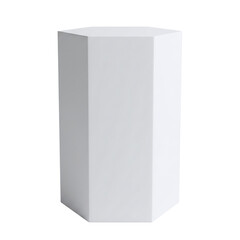 Tall white hexagonal plinth for a modern product stand