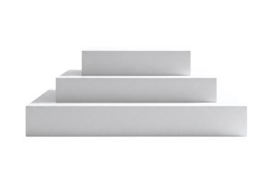 White three-tiered podium for a multi-product showcase