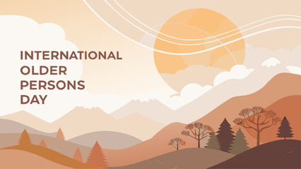 Abstract background in soft gradients, warm and neutral tones, for International Older Persons Day with copy space