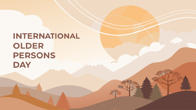 Abstract background in soft gradients, warm and neutral tones, for International Older Persons Day with copy space