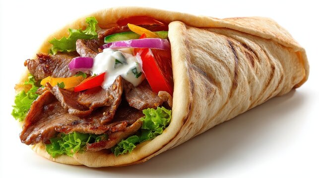 Ultra quality image of gyros isolated on a white background.