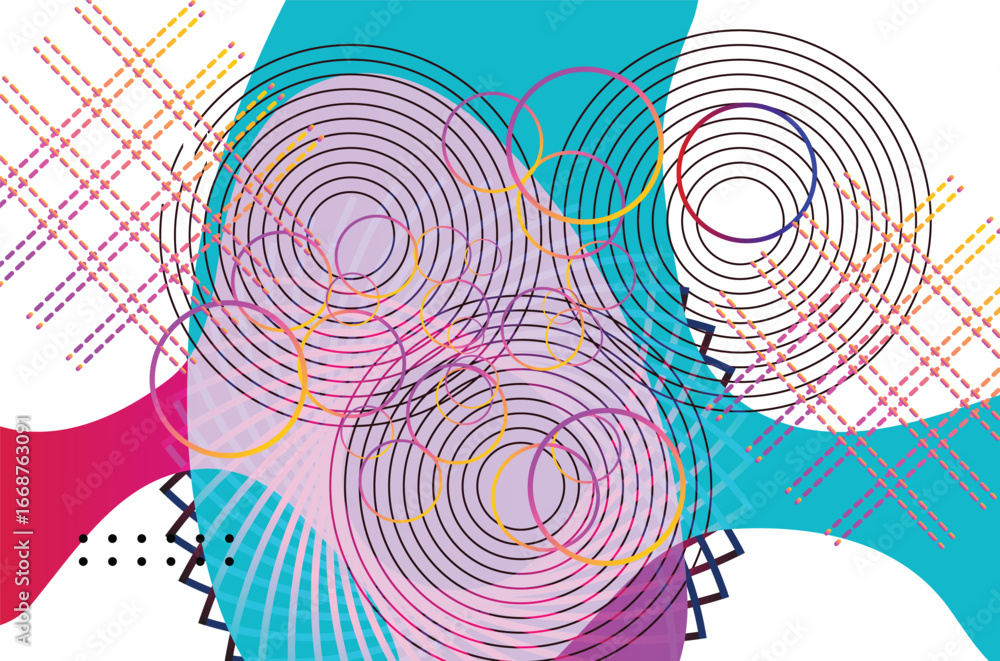 Poster abstract colorful background with geometric shapes vector illustration in flat style.
