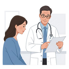 Fototapeta premium Doctor consulting with patient during medical examination and discussing results