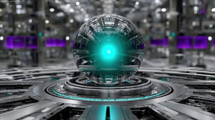 Futuristic Robotic Sphere in High-Tech Industrial Environment