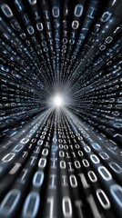 Futuristic Binary Code Tunnel Background