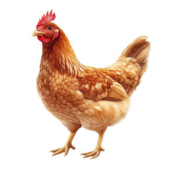 Fototapeta premium hen with detailed feathers and natural coloring isolated on a white transparent background