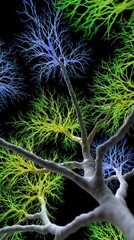 Colorful Neural Network Illustration Against Black Background