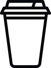 Fototapeta premium Flat Black Bold Outline Takeaway Coffee Cup With Lid Silhouette