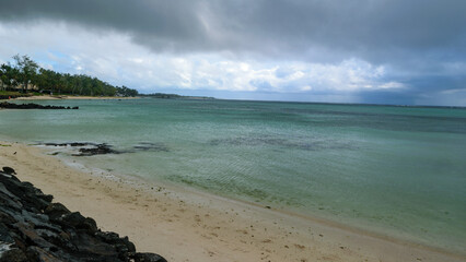 Tropical Beach and Turquoise Lagoon, Mauritius Island Landscape in August 2025