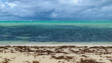 Tropical Beach and Turquoise Lagoon, Mauritius Island Landscape in August 2025