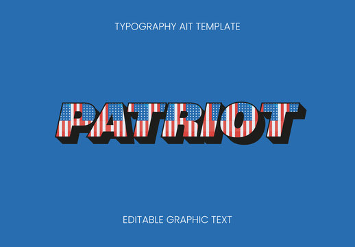 Red And Blue USA Font Patriotic Flag Text Effect