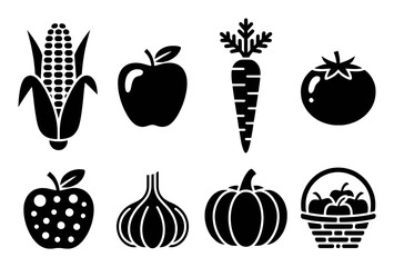 Collection of Fresh Fruits and Vegetables Icons