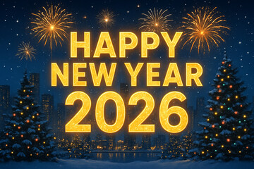 3D animation of Welcome 2026, Happy New year's eye for 2026