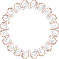 Hand drawn vector outline line art floral empty frame. Baroque floral vintage outline design concept.