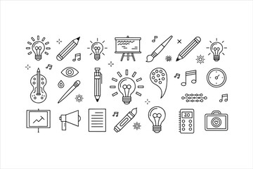 Vector set of school icons for education and tools