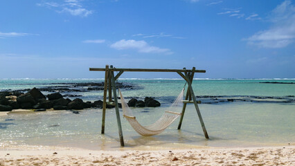 Tropical Beach and Turquoise Lagoon, Mauritius Island Landscape in August 2025
